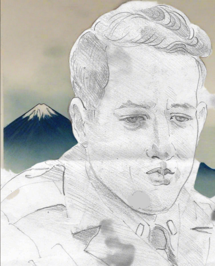 Pencil drawing of a person wearing a uniform with visible signature at the bottom right corner.
